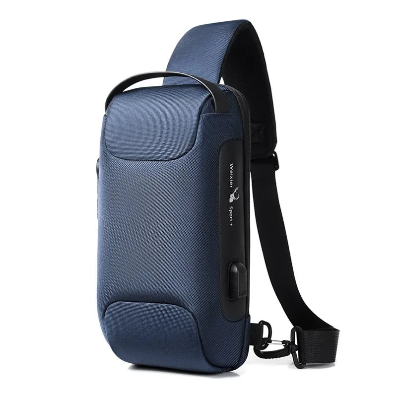Stylish Men's Anti-Theft USB Crossbody Bag - Waterproof Oxford Waist Bag for Short Travel & Everyday Use