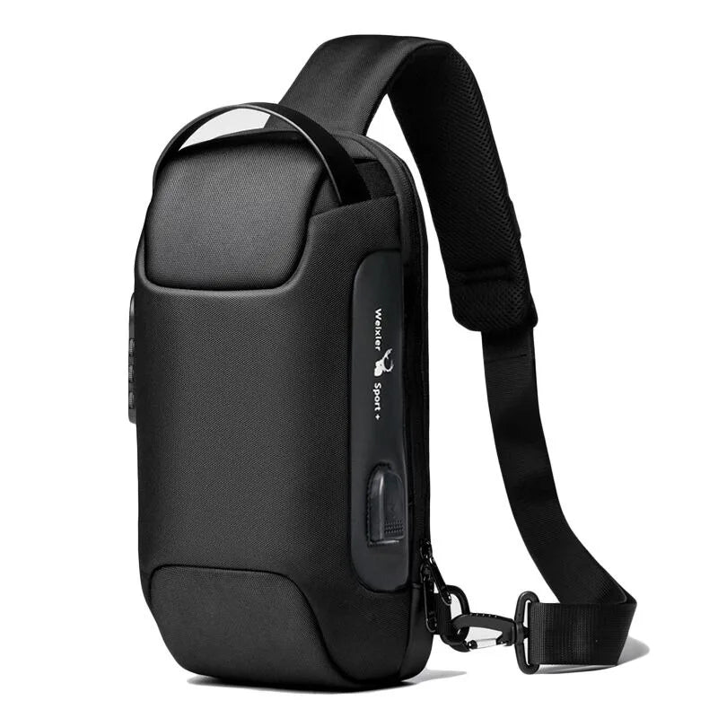Stylish Men's Anti-Theft USB Crossbody Bag - Waterproof Oxford Waist Bag for Short Travel & Everyday Use