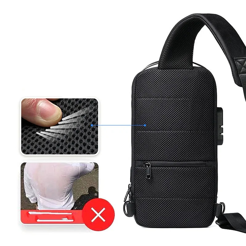 Stylish Men's Anti-Theft USB Crossbody Bag - Waterproof Oxford Waist Bag for Short Travel & Everyday Use