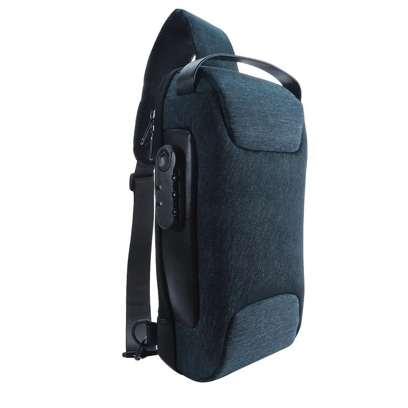 Stylish Men's Anti-Theft USB Crossbody Bag - Waterproof Oxford Waist Bag for Short Travel & Everyday Use