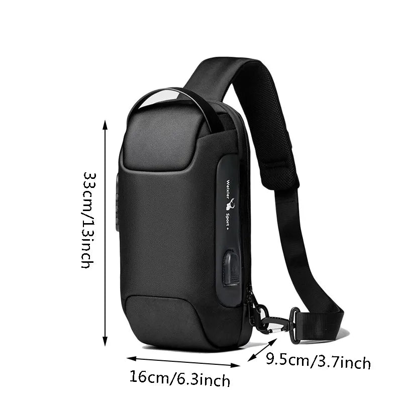 Stylish Men's Anti-Theft USB Crossbody Bag - Waterproof Oxford Waist Bag for Short Travel & Everyday Use