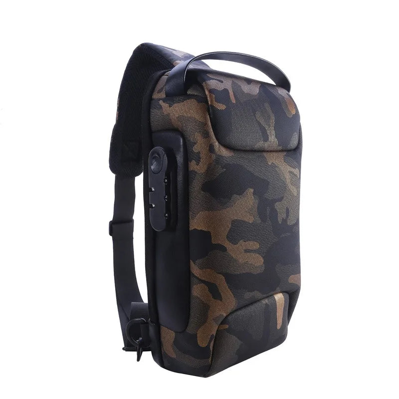 Stylish Men's Anti-Theft USB Crossbody Bag - Waterproof Oxford Waist Bag for Short Travel & Everyday Use