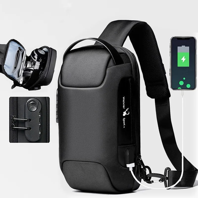 Stylish Men's Anti-Theft USB Crossbody Bag - Waterproof Oxford Waist Bag for Short Travel & Everyday Use